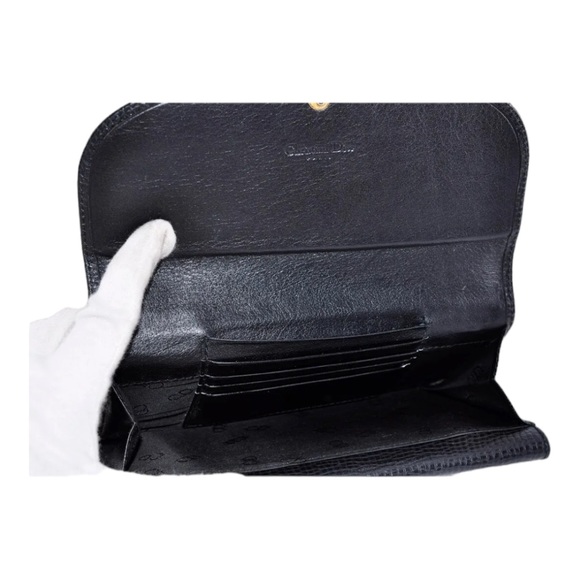 Christian Dior— Rare, Vintage:Black Leather CD Logo Long Wallet - Picture 5 of 10